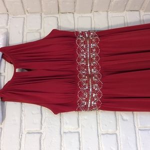 R & M Richards Red Floor Length Gown